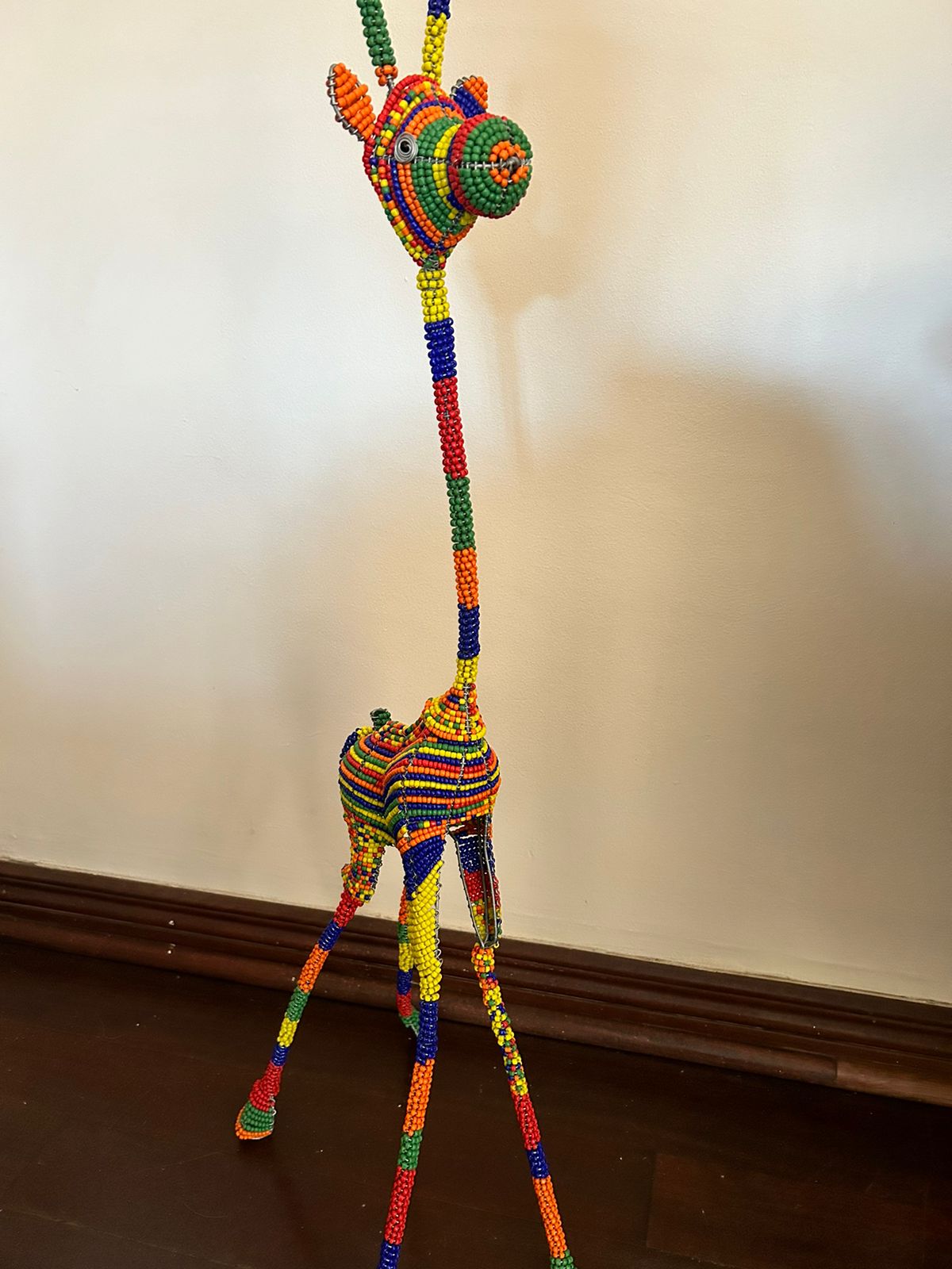 Handmade African Wire and Bead Giraffe Sculpture