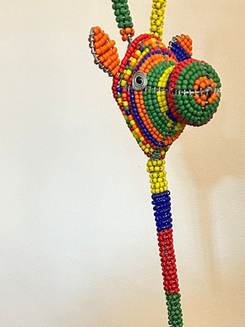 Handmade African Wire and Bead Giraffe Sculpture