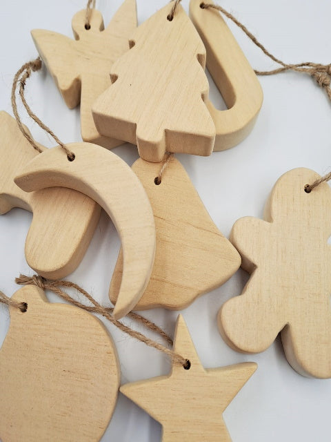 10-Piece Handcrafted Wooden Christmas Ornaments Set