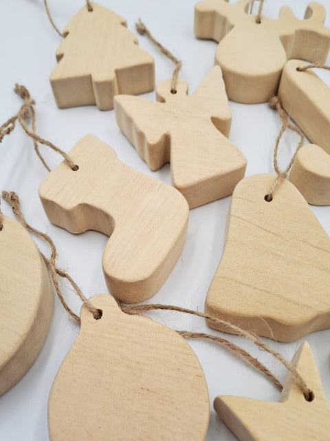 10-Piece Handcrafted Wooden Christmas Ornaments Set