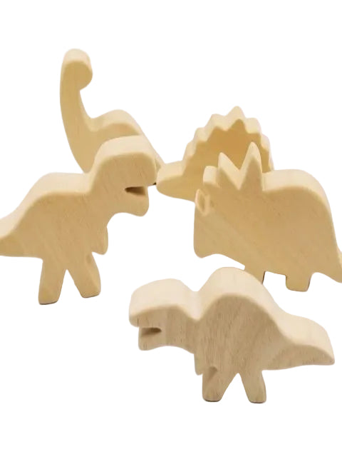 Handcrafted Wooden Dinosaur Play Set (5-Piece)