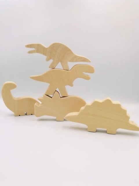 Handcrafted Wooden Dinosaur Play Set (5-Piece)